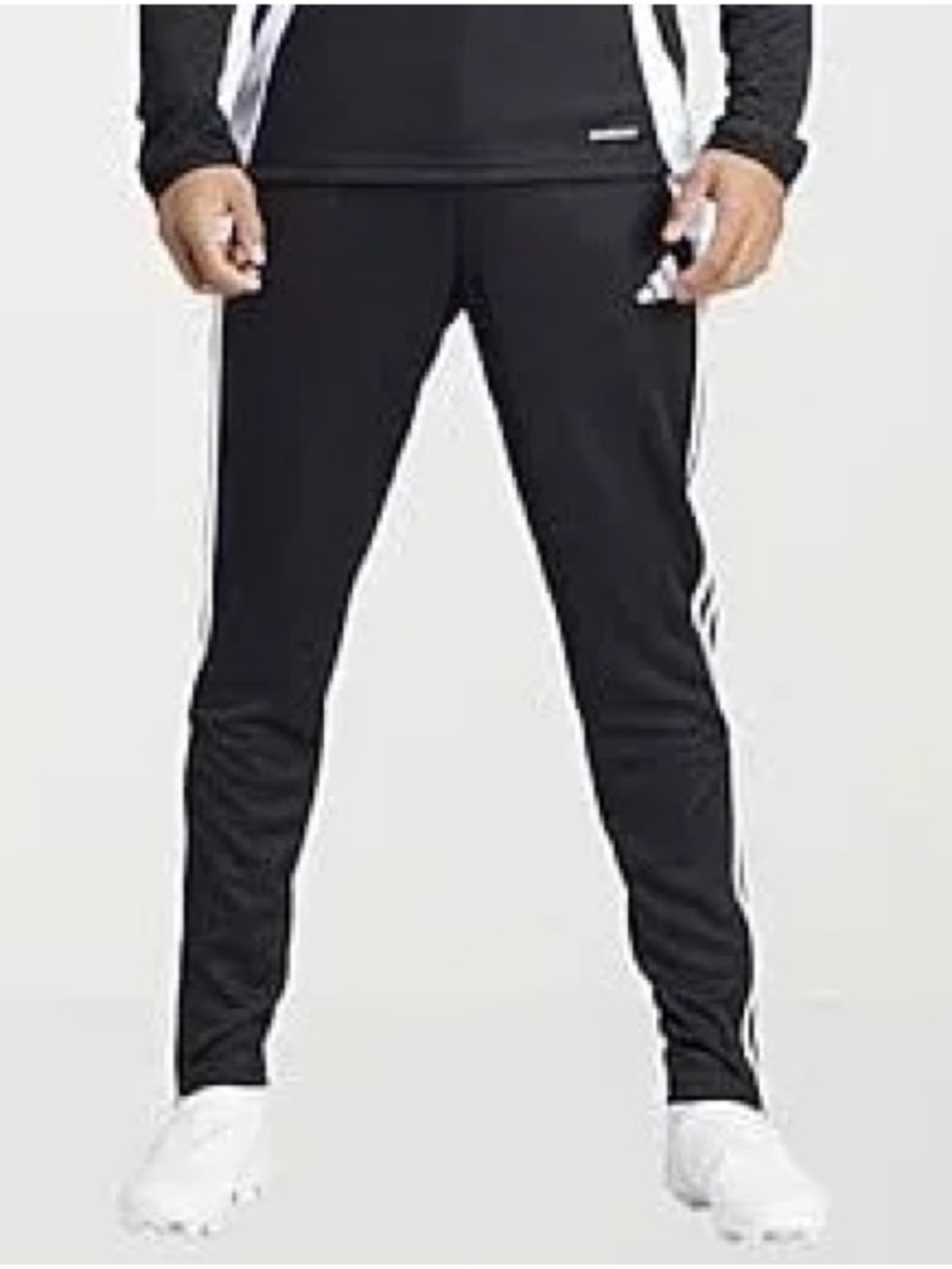 adidas Black Slim Fit Athletic Pants with White Logo